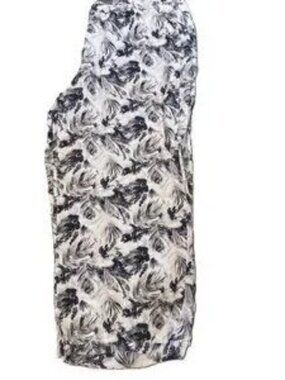 Lane Bryant Floral Dress Pants Linen Size 26/28 Wide Leg Pockets Elastic Waist